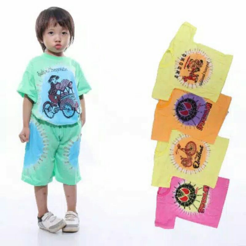 kaos batik set anak