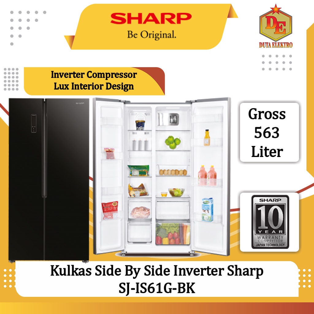 Kulkas Side By Side Inverter Sharp SJ-IS61G-BK