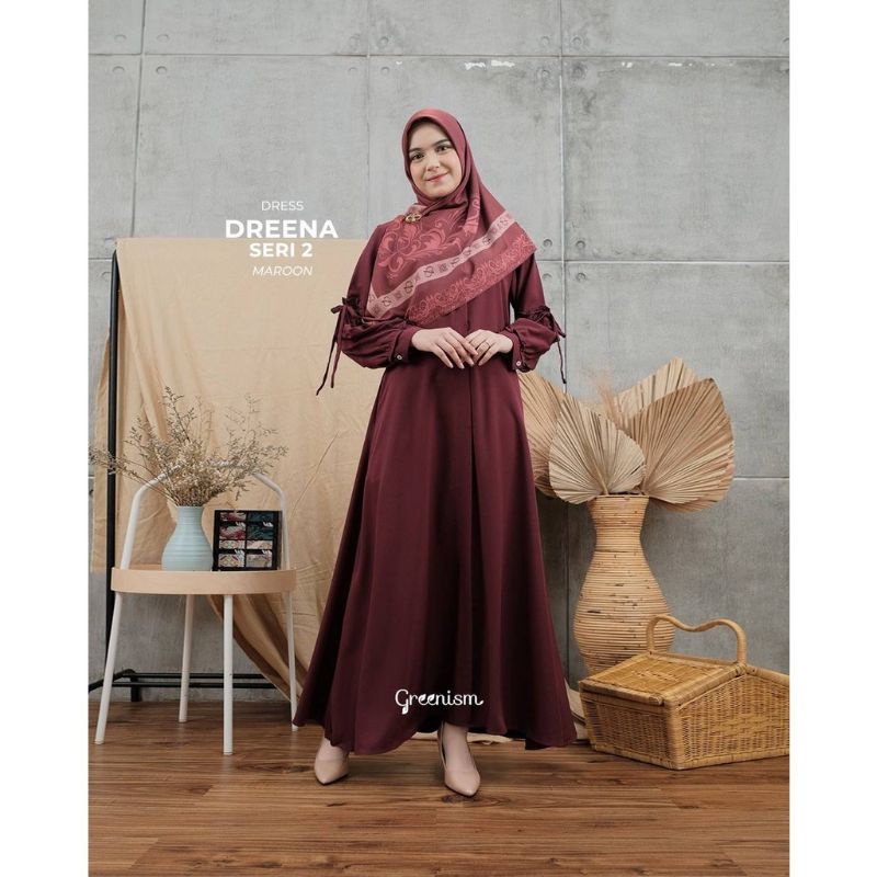 (Ready Free Cashback) Dreena Dress Gamis Dreena Original By Greenism