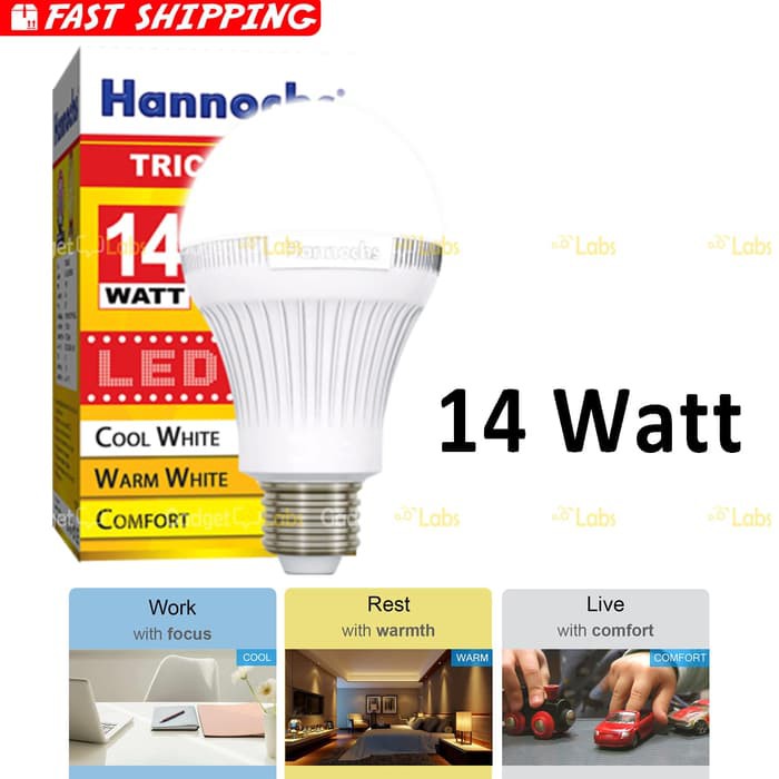 MKJ047 Hannochs Tricolour Bohlam LED 14 watt Lampu 3 Warna