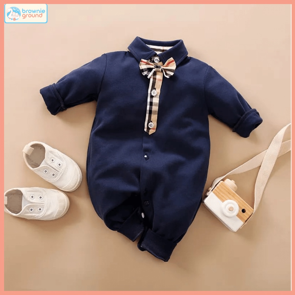 [COD] baju jumper baby boy motif tuxedo white dan navy 0-24 bulan import prmium