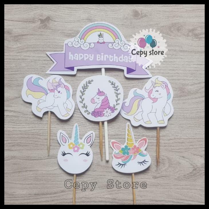 CAKE TOPPER HAPPY BIRTHDAY / CAKE TOPPER UNICORN / HIASAN KUE UNICORN