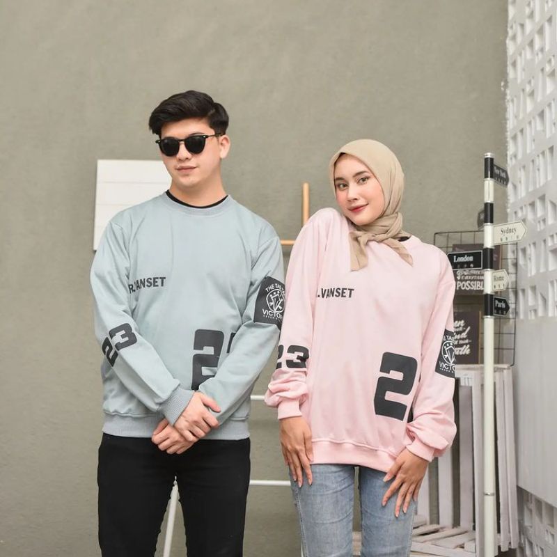 Nayla Fashion Grosir - MR VANSET 23 Sweater basic crewneck couple terbaru pria wanita/sweater keren trendy - bahan fleece soft