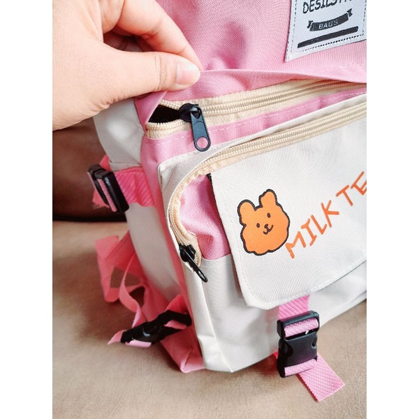 BIG RAMADHAN SALE TAS RANSEL WANITA KOREAN STYLE/HARAJUKU STYLE/TAS SEKOLAH SD SMP SMA #TASGAMBARMILKTEA-6