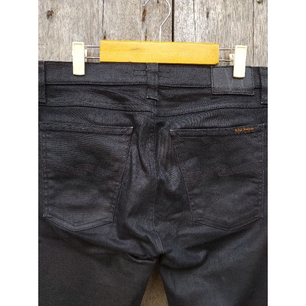 nudie jeans black coated slim fit size 31 second original preloved