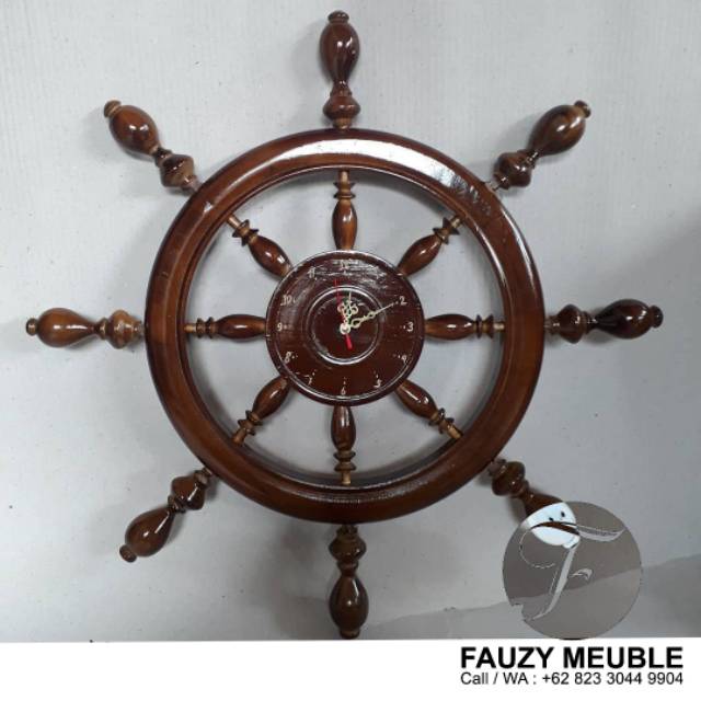 Jam Dinding Nahkoda Kapal Jati Jepara, Jam Dinding Jati Jepara Minimalis , Furniture Mebel Jepara