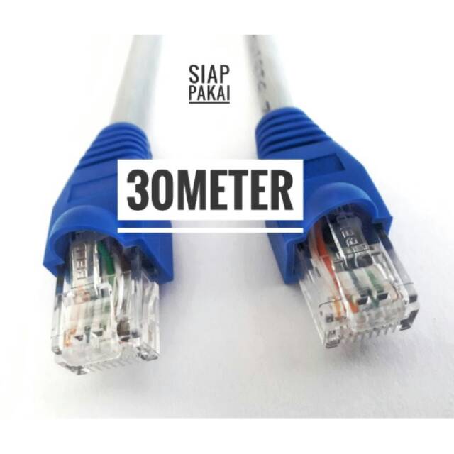 Belden Kabel Lan 30 meter UTP Cat6 siap pakai sudah dicrimping rj45 Cat6 Belden 7814A Abu abu