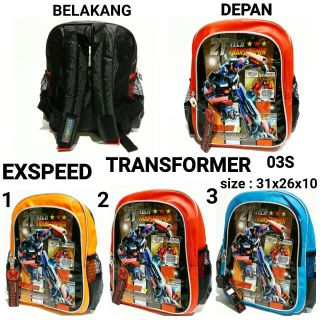 Tas sekolah ransel backpack anak cowok Transformer Exspeed 03S tas punggung murah dan terbaru