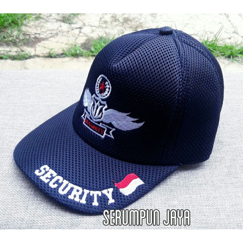 TOPI SECURITY NAVY WINGS PUTIH - TOPI SECURITY WINGS PUTIH JARING DOUBLE MESH NAVY