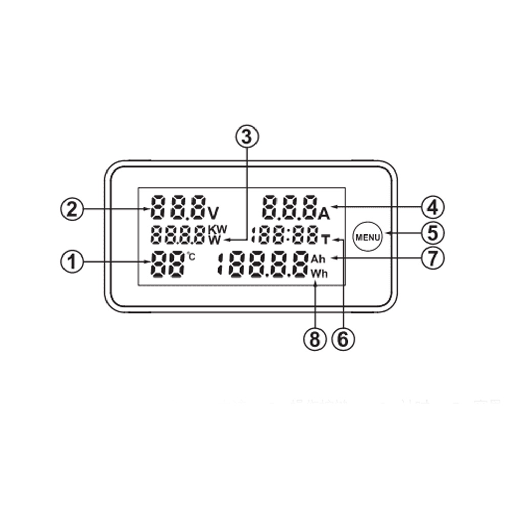 KWS-DC200 DC 0-200V 10/50/100A LED Voltage Current Temperature Digital Meter Built-in Shunt