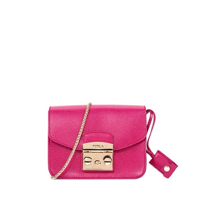 Furla Metropolis Mini Shocking Pink Sling Party Bag Authentic Original
