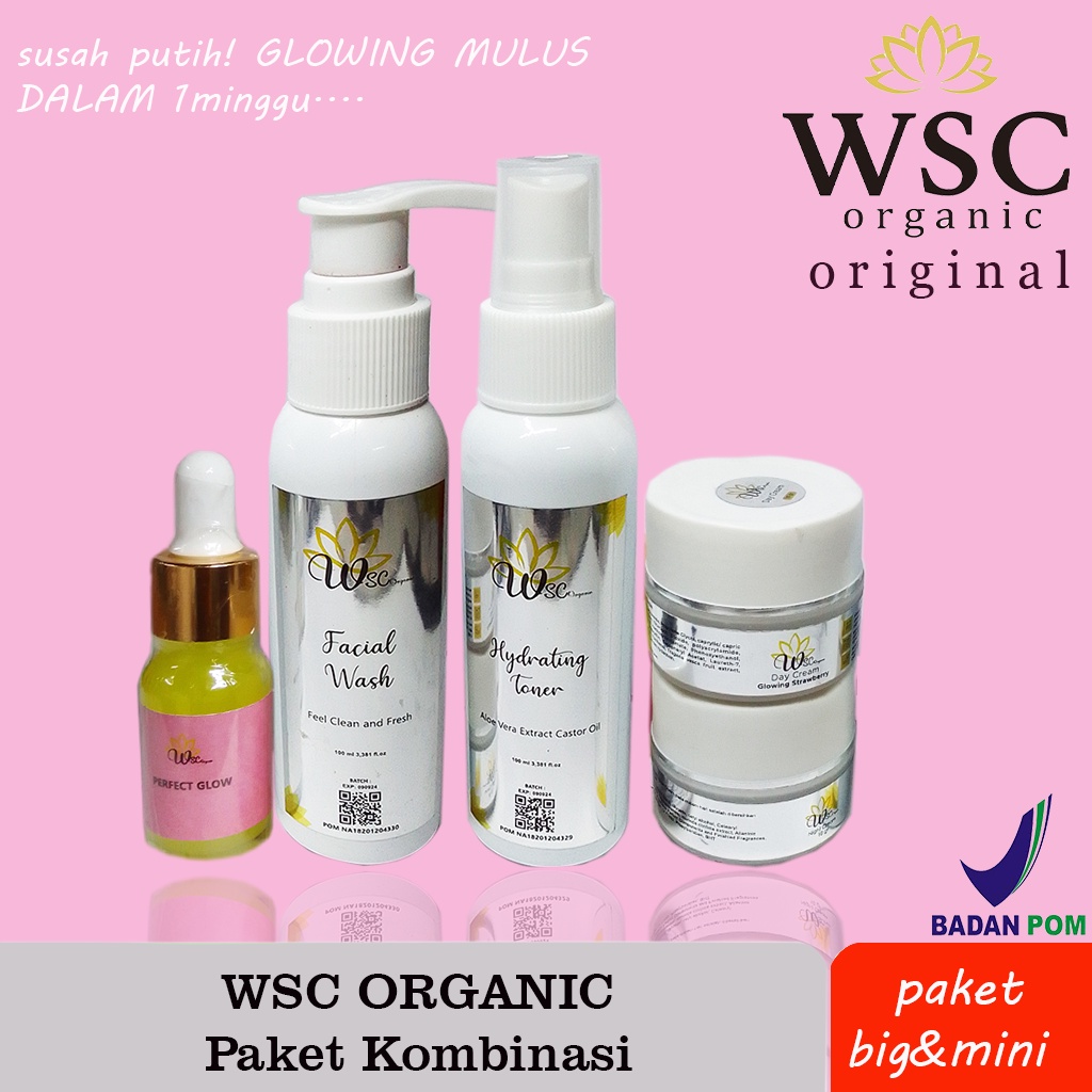 Wsc organic skincare paket kombinasi wsc organik skincare at aw wg aw paket flek normal jerawat big atau mini