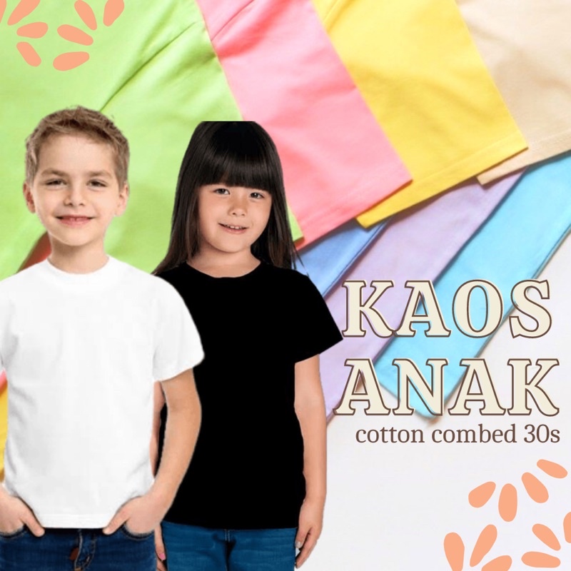 KAOS ANAK B COTTON COMBED 30S KID BASIC TEE PASTEL LILAC POLOS OBLONG ADEM KATUN LEMBUT MURAH GROSIR