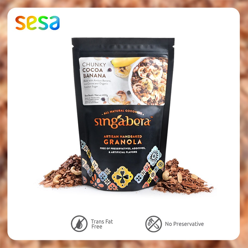 

Artisan Handbaked Granola Chunky Cocoa Banana Singabera 400 G