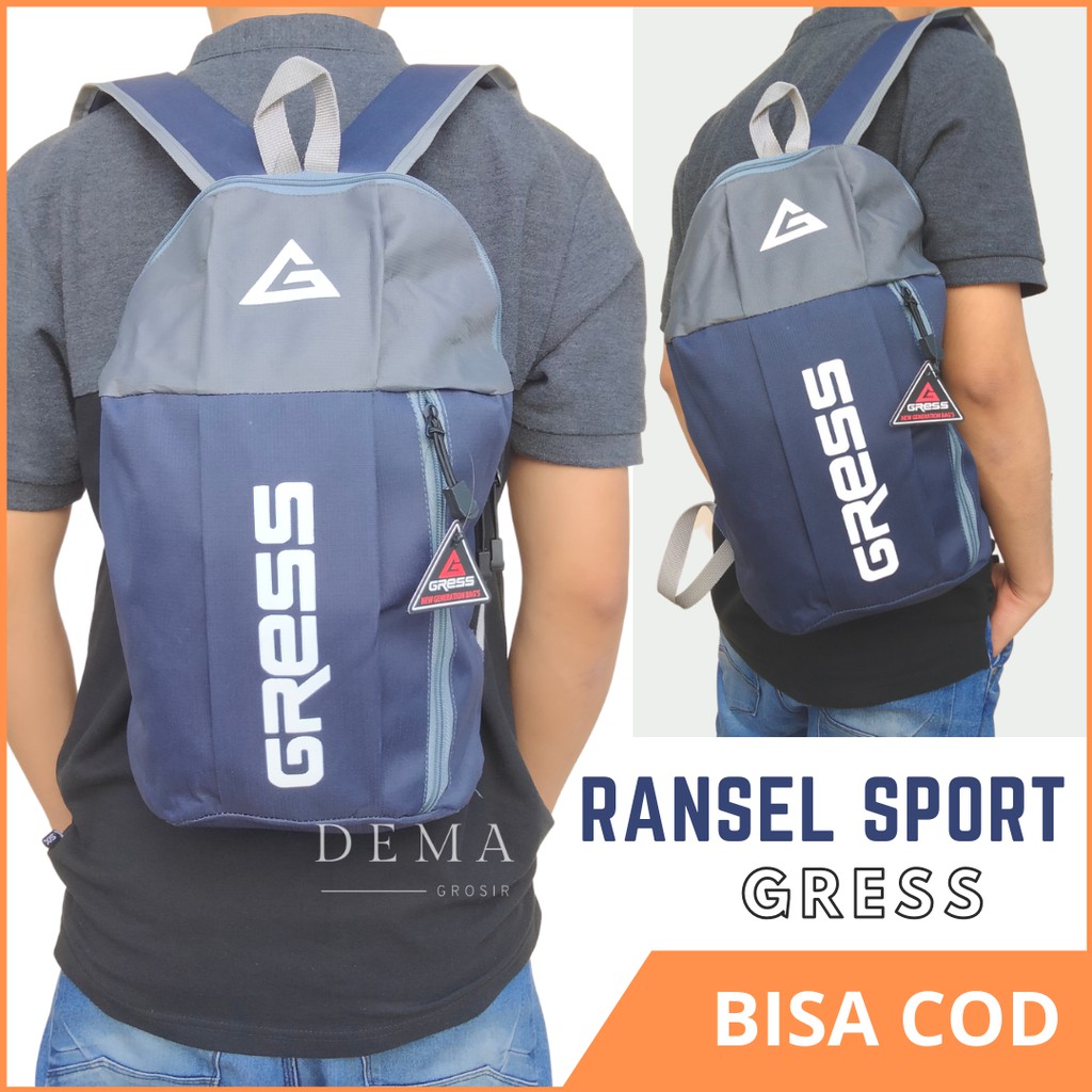 Tas Ransel Tas Punggung Pria Sleting Kecil Sport Olahraga Futsal Sepakbola Original Gress Terbaru