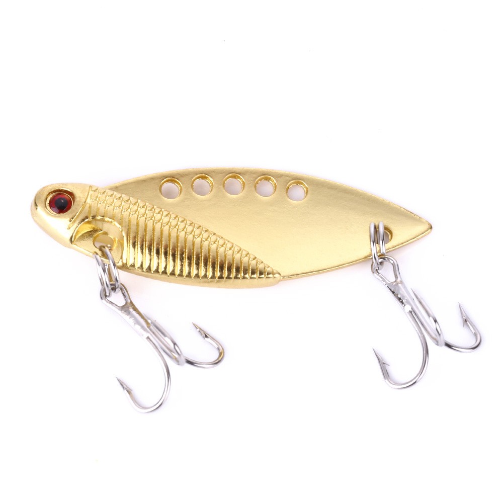 HENGJIA 6PCS/Lot Metal Spoon Bait 5CM 11G Gold/Silver cicada Vibrating Fishing Lure VIB swimbait Artificial Fishing LURES