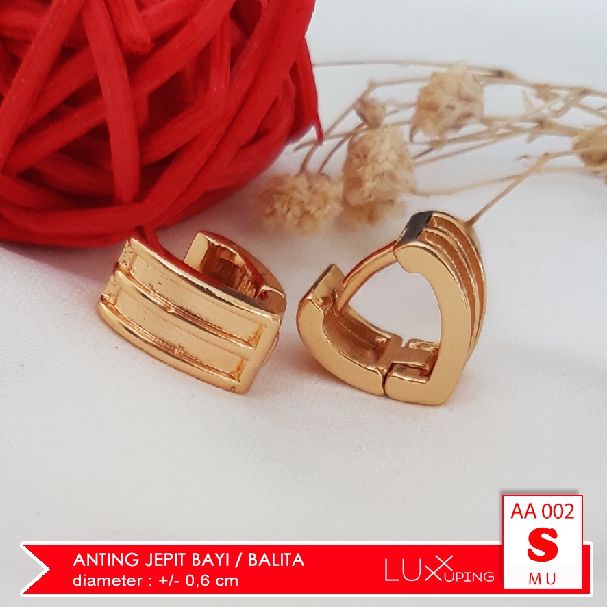 AA 002 Anting Cetik Bayi Murah Anting Balita Diameter Kecil Giwang Bayi Emas Imitasi Anting Jepit Anak Kecil Anting Mas Polos Helix Earrings Luxx Xuping