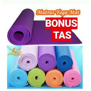 Matras Yoga  PVC Tebal 5Mm Import Alas Yoga Matt Anti Slip Tidak Licin Free Bag