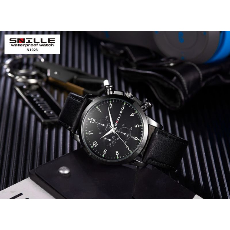 JAM JM TANGAN PRIA KULIT SNILLE ORIGINAL N 1023 WATERPROOF ANTI AIR MURAH
