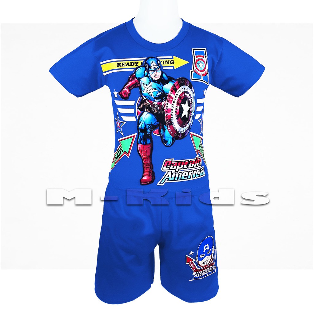 MKids88 - Baju Setelan Anak Laki-Laki Mata Nyala Lampu LED Superhero CAPTAIN AMERICA KAPTEN AMERIKA