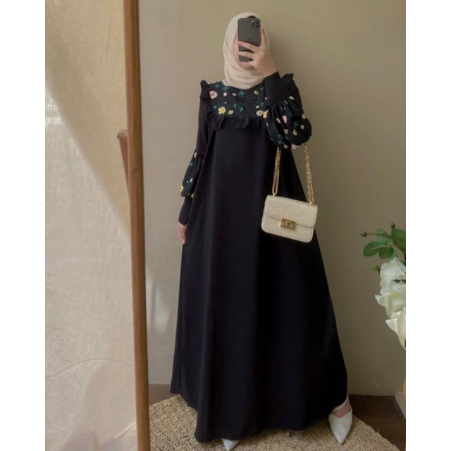 DRESS BORDIR GAMIS MOSCREPE/LOUISA DRESS/DRESS MELAYU TERMURAH/PAKAIAN MUSLIM WANITA TERBARU/FAR MOSLEMSTORE