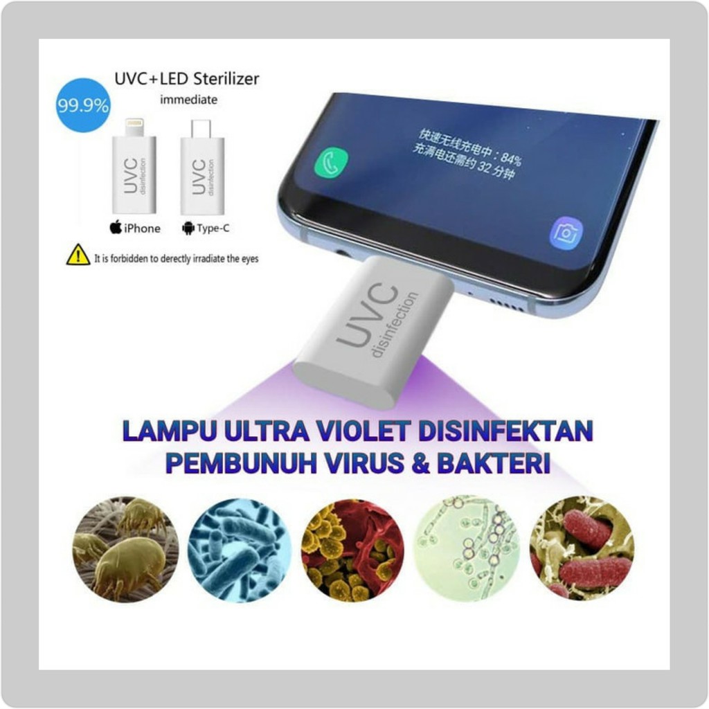 Lampu Led USB UVC Sterilizer TYPE C  ios  Anti Virus Bakteri UV001MT