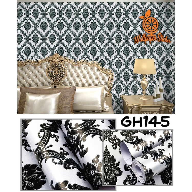 Wallpaper Dinding Wallpaper Stiker Wallpaper dinding Anak Gh Premium Quality 45CM x 8Mtr Batik Coklat Silver