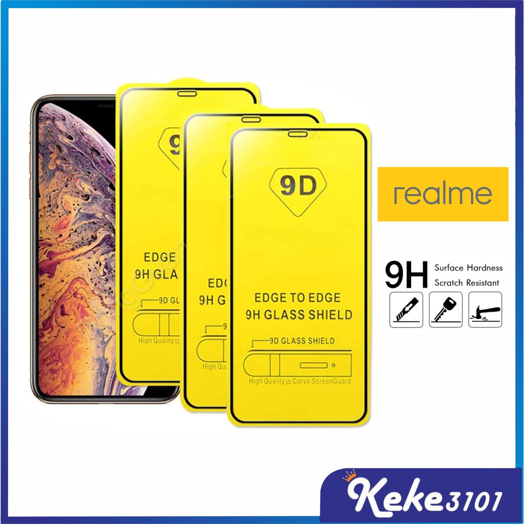 Tempered Glass Realme C1 C2 C3 C11 C12 C15 C17 C20 C21 C21Y C25 C25S C30 C31 C35 C51 C53 C55 C61 C63 C67 Anti Gores Screen Guard Full Cover 9D 21D