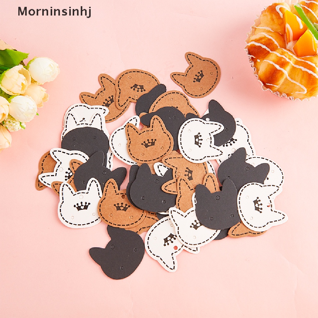 Mornin 100pcs Kartu Kucing Retro Display Perhiasan Karton Tag Harga Anting Kalung id