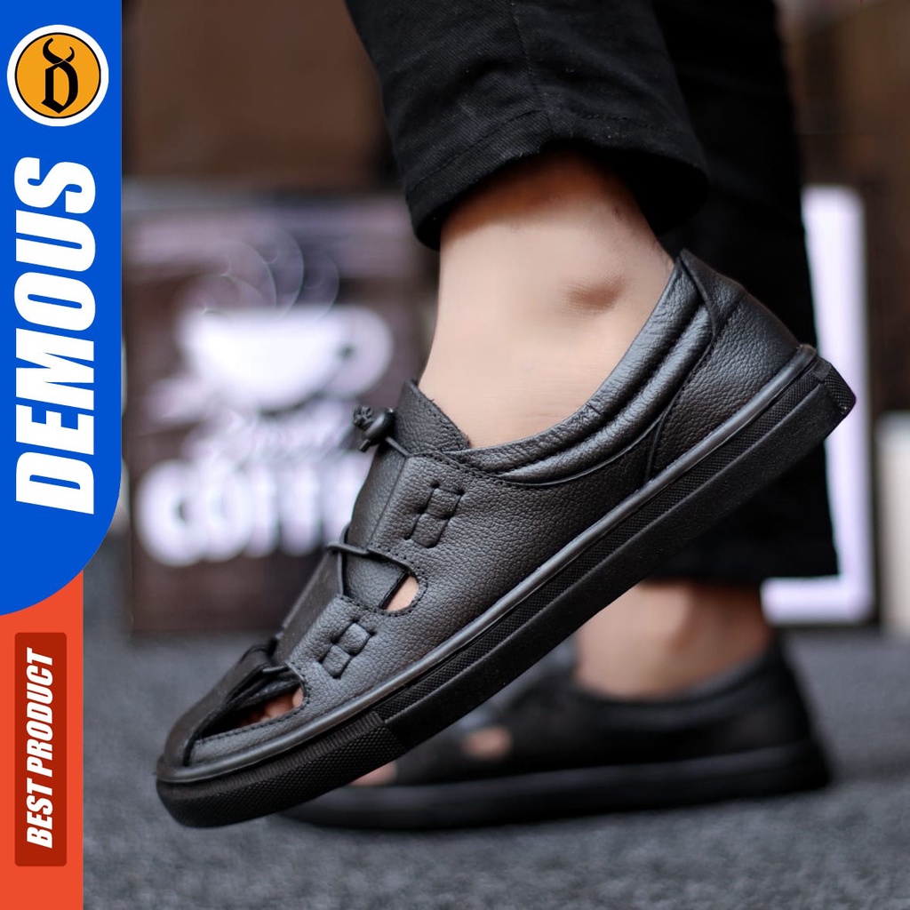 DEMOUS Lanax - Sepatu Slip On Casual Pria Kulit Asli