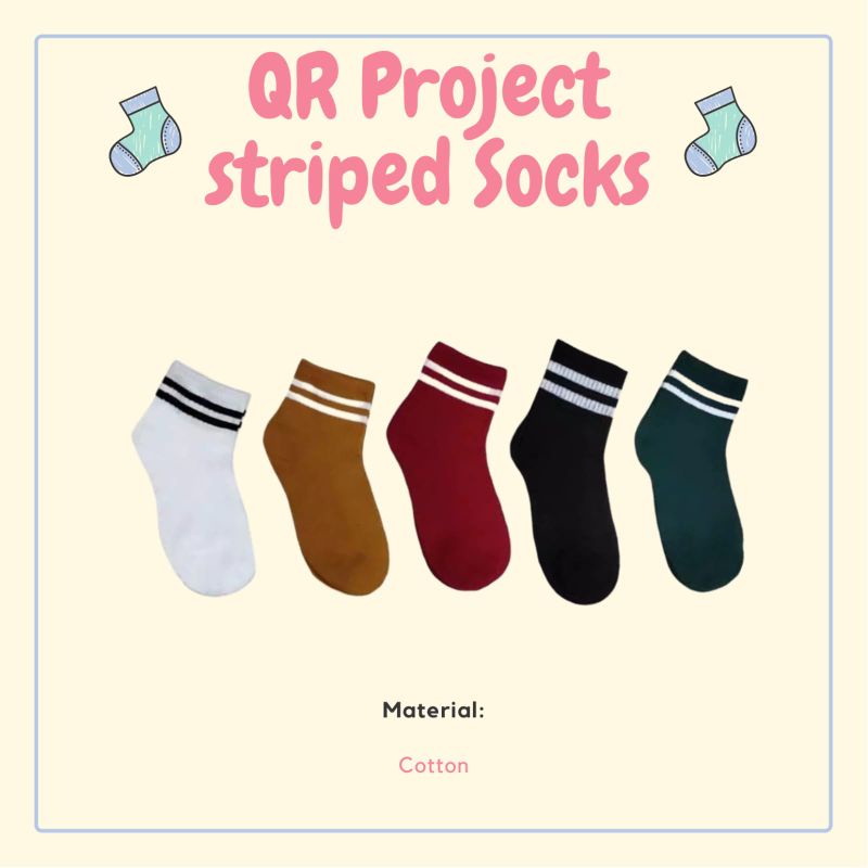 QR PROJECT ID kaos kaki dengan garis Basic Striped socks