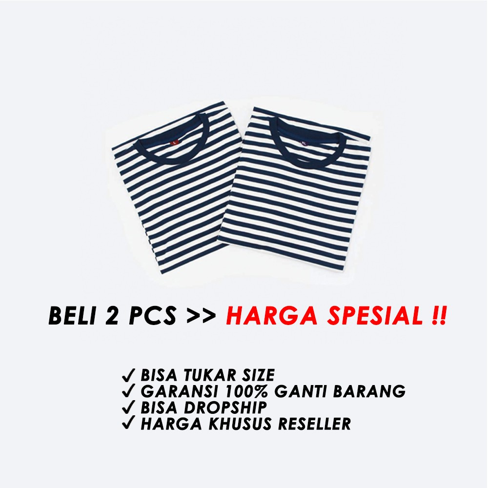 [BEST SELLER] Kaos Stripe Pria Cotton Combed 30s - 13 Warna Kaos Garis Garis Unisex Pria Wanita