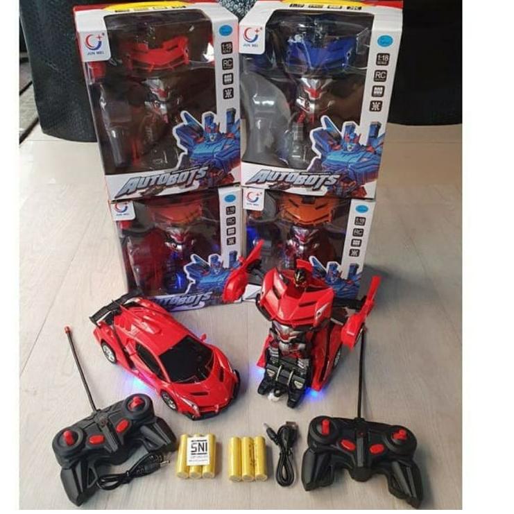 Model Favorit MAINAN MOBIL REMOTE KONTROL/CONTROL BISA BERUBAH JADI ROBOT RC SPORT CAR / RC TRANSFORMER 1:18