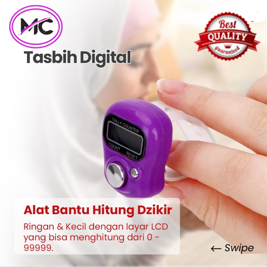 Tasbih Digital LED Alat Hitung Tasbeh Elektrik Jari Finger Counter Tally Ibadah Zikir Mini Import Murah Praktis Mudah Digunakan