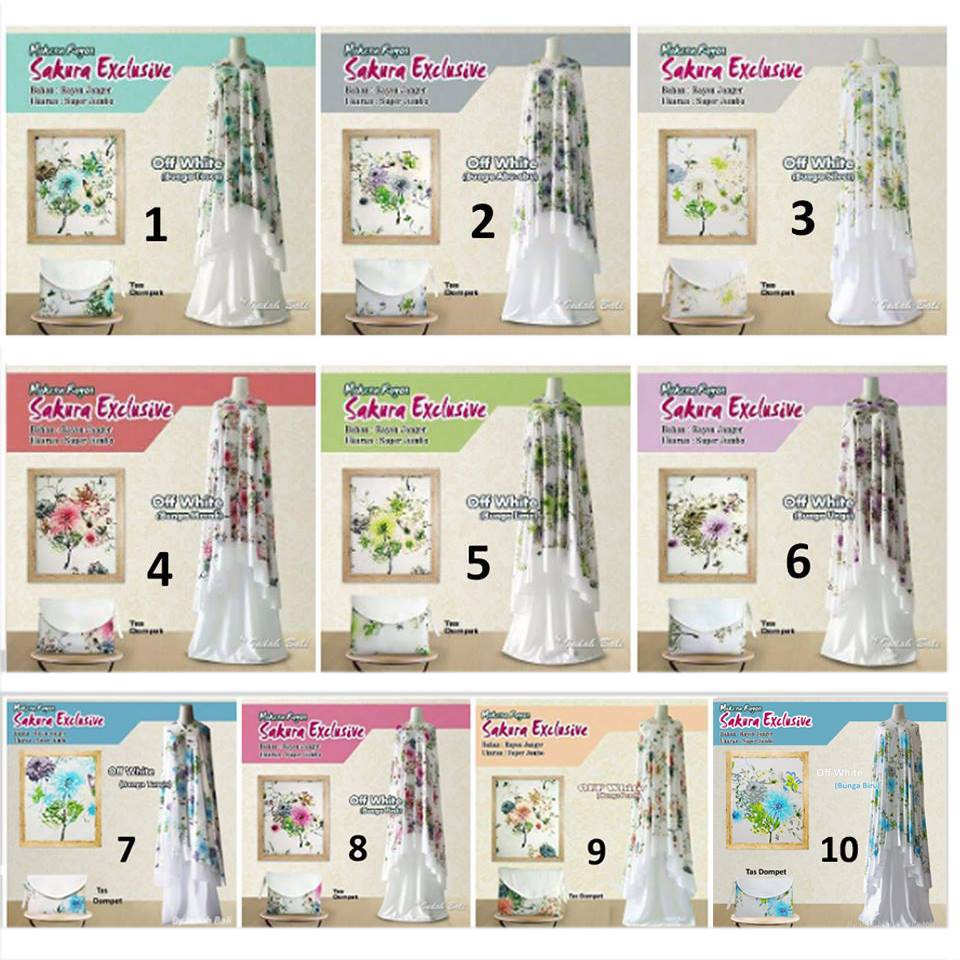 MUKENA BALI SUPER JUMBO EXCLUSIVE - SAKURA WHITE (MOTIF ATAS)