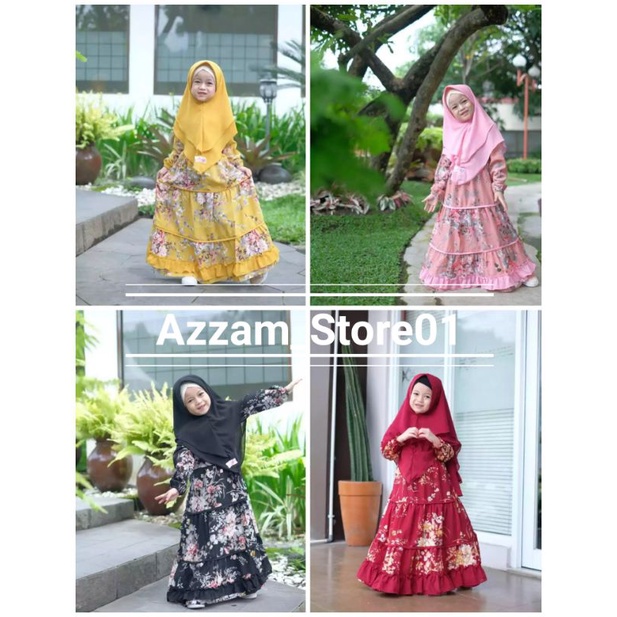 (1 KODI)Gamis Monalisa Anak Mix Ceruty Size 3-11 Tahun