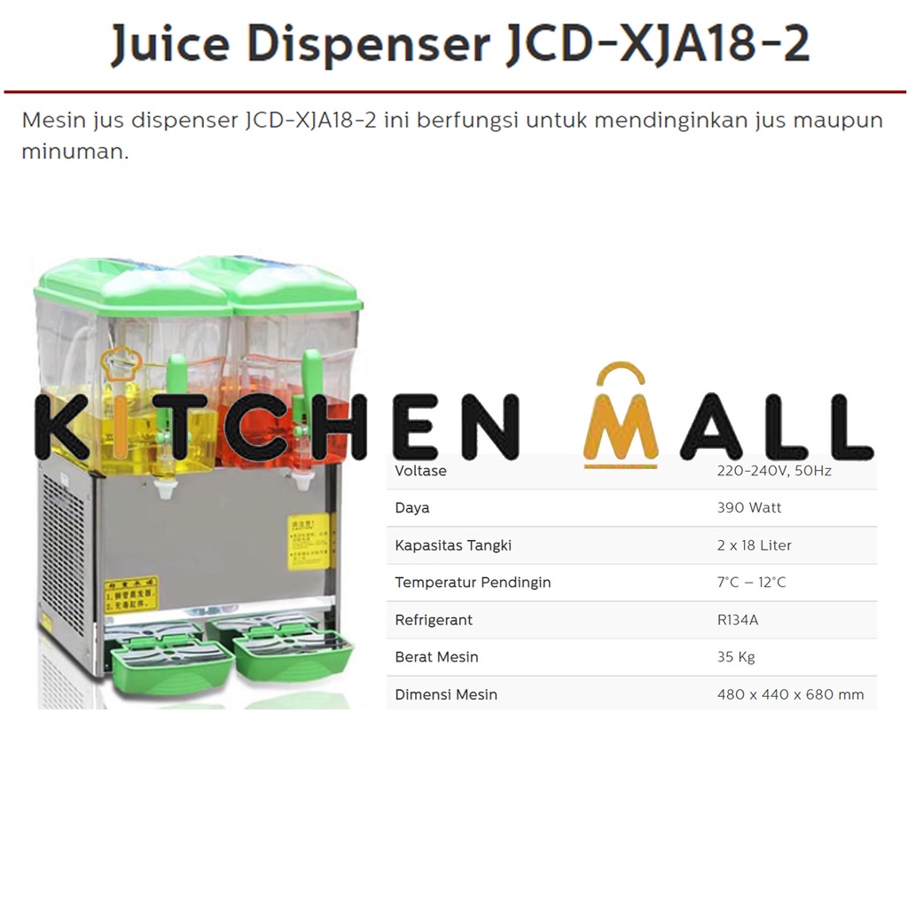 FOMAC JCD-XJA18-2 Juice Extractor - Juice Dispenser 2 Tabung Pendingin
