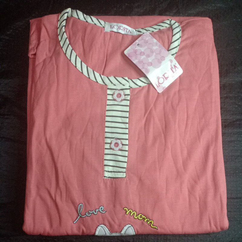 flo_style-baju tidur 3/4 jumbo kaos tebal lorita tinny by Sofie termurah/terlaris(Etalase2geser☝️-Salem 856