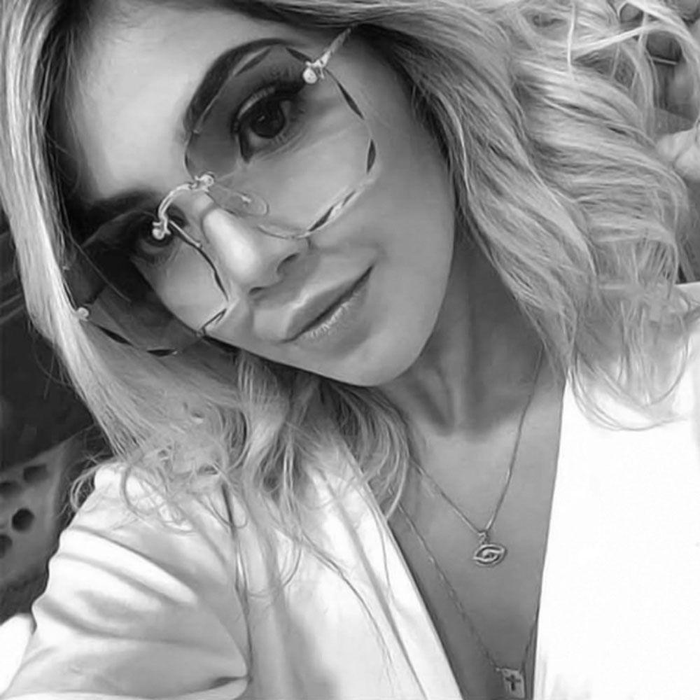 [Elegan] Kacamata Hitam Persegi Trendy Keren Perempuan Pria Frameless Eyewear Women Glasses