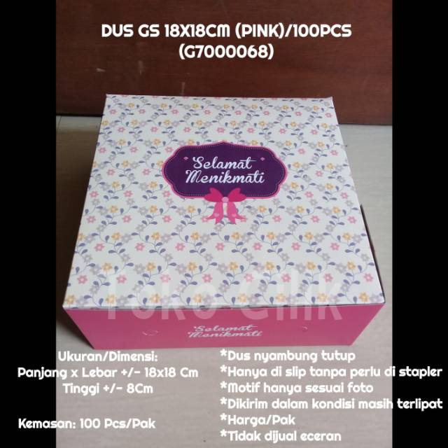

Dus gs 18×18 motif box kemasan nasi makanan katering snack jajanan