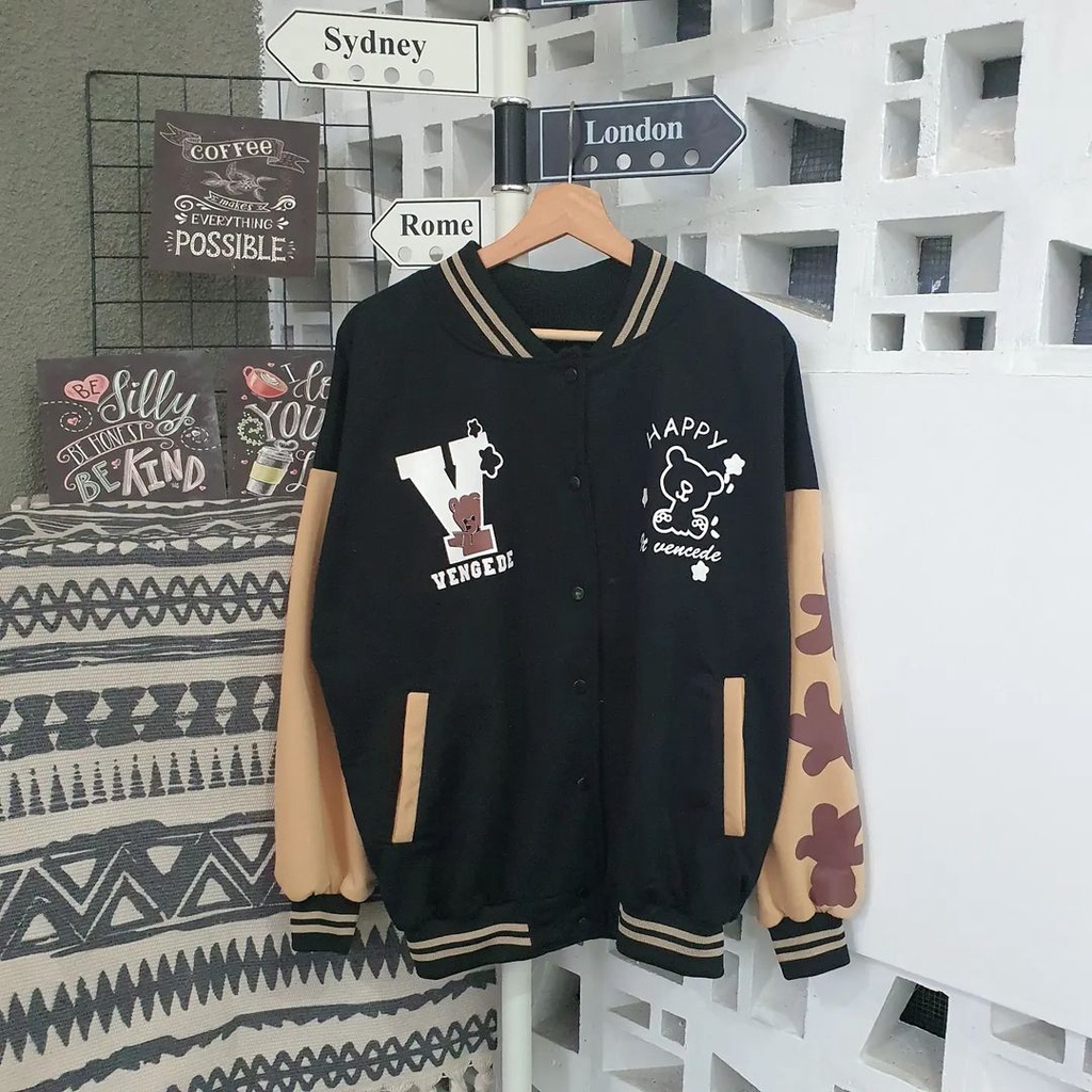 Jaket Baseball V Vangede XXL Bahan Pleece Style Ala Korea