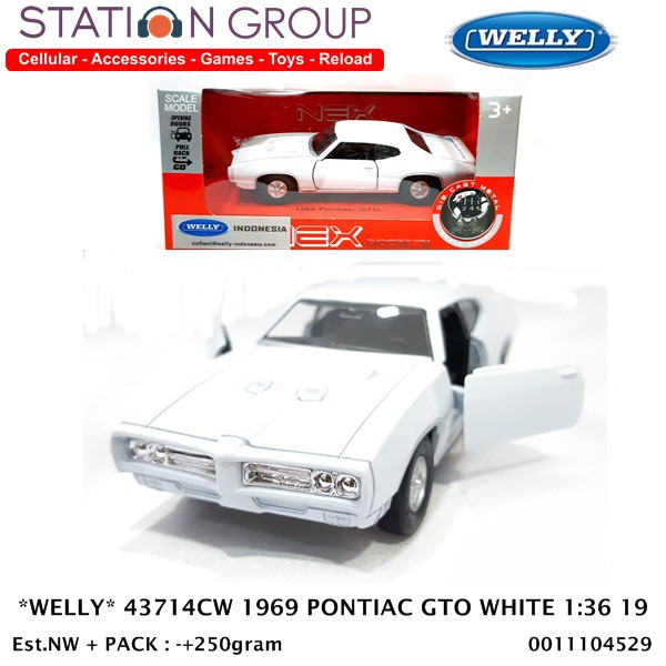 WELLY 43714CW 1969 PONTIAC GTO WHITE