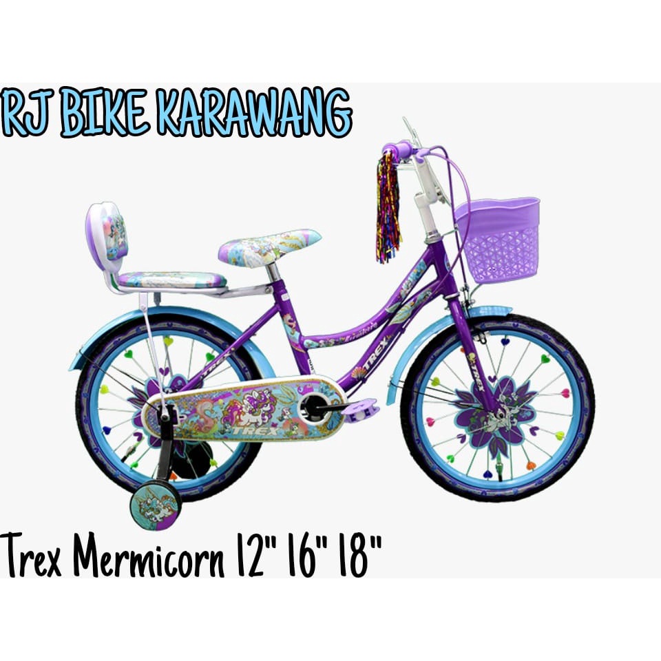 SEPEDA ANAK PEREMPUAN TREX MINI MERMICORN (LOLLIPOP) 899 UKURAN 12 16 DAN 18