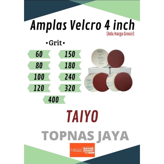 (1 BOX) TAIYO Amplas Bulat Velcro 4 INCH || 1 Box = 100 pcs