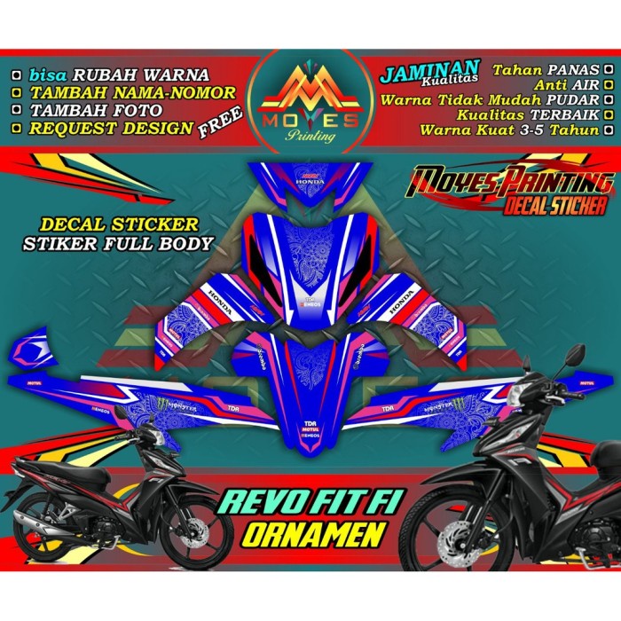 BISA COD/BAYAR DITEMPAT Stiker Decal Revo Fit FI custom variasi Biru Spec B