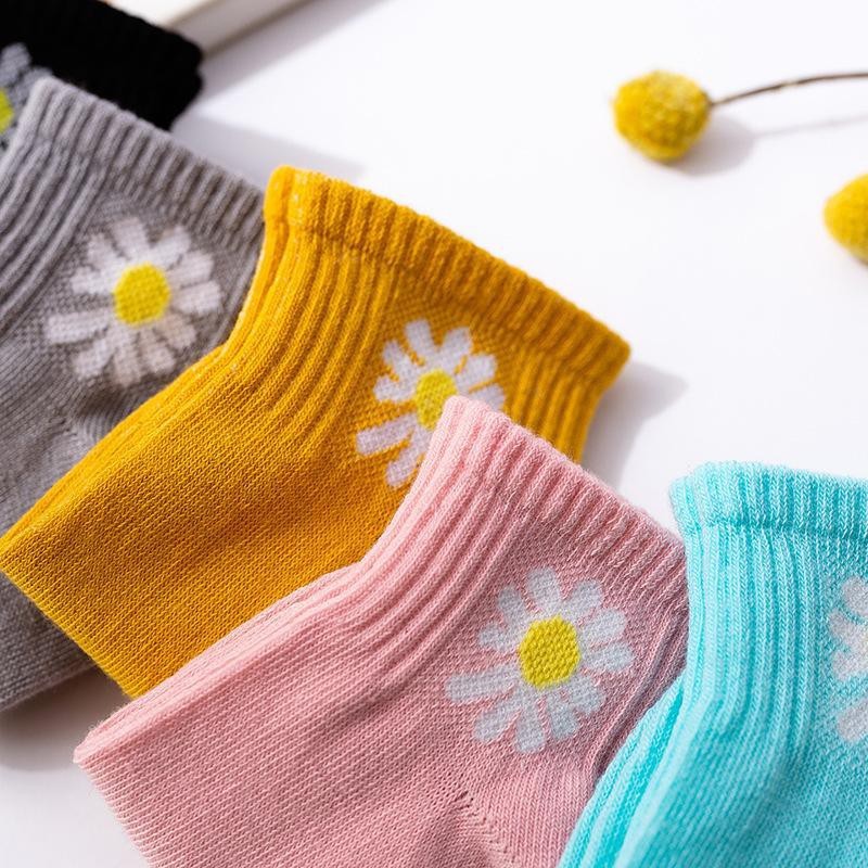 Kaos Kaki Ankle Sock Motif Bunga Daisy / Kaos Kaki Pendek Wanita / Kaos Kaki Korea