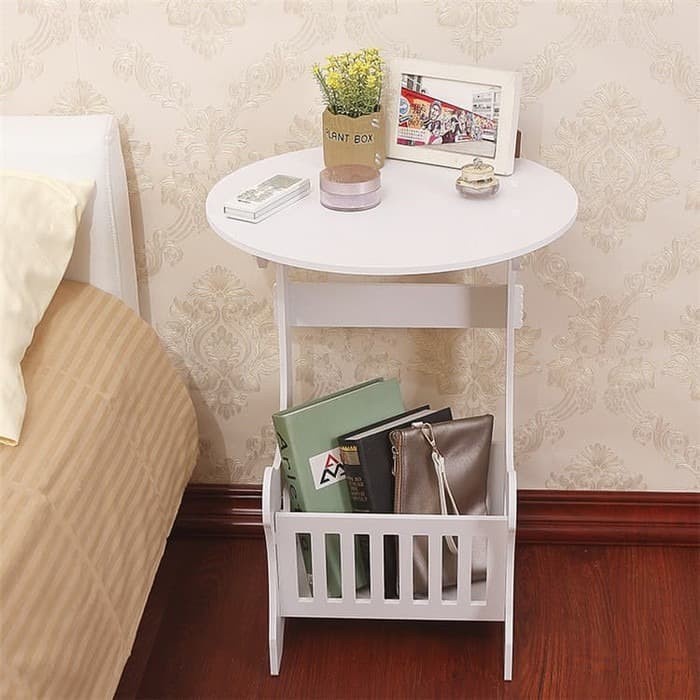 Rak meja kopi meja kecil ruang tamu portable sudut pojok minimalis furniture meja mini serbaguna dekorasi ngopi vintage shabby tempat CD buku pajangan hiasan bingkai foto ruang tamu kamar tidur ranjang murah terbaru aesthetic organizer  murah terbaru