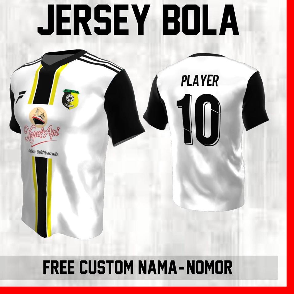 Terbaik.. Kaos Bola Jersey PSM Madiun Klub Strip Garis Baju Custom Nama dan Nomor Punggung - 452