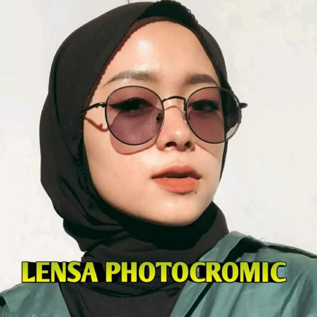 Kacamata Oval Lensa Photocromic / Berubah Warna free Box dan Lap