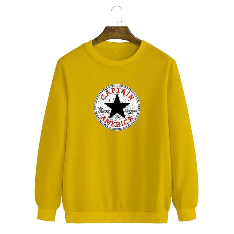 Noveli wear - Sweatshirt roughneck | sweater crewneck basic unisex distro berkualitas sablon digital Captain america